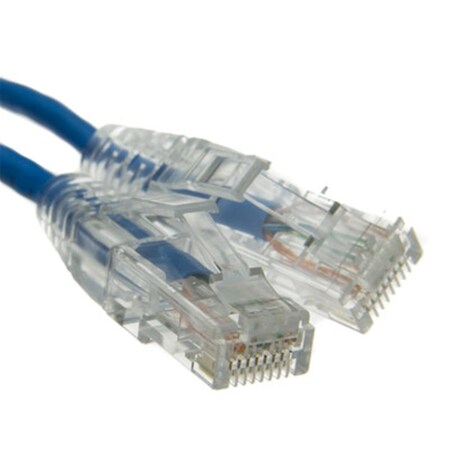 Cable Wholesale 1 foot, Cat6a Slim Ethernet Patch Cable, Snagless with Molded Boot - Blue 13X6-66101